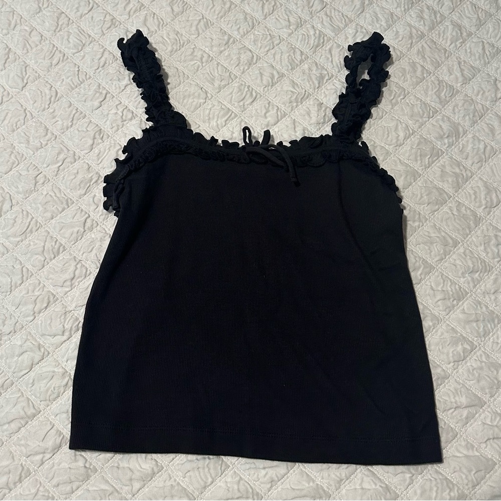 Maeve Black Ruffled Camisole Top